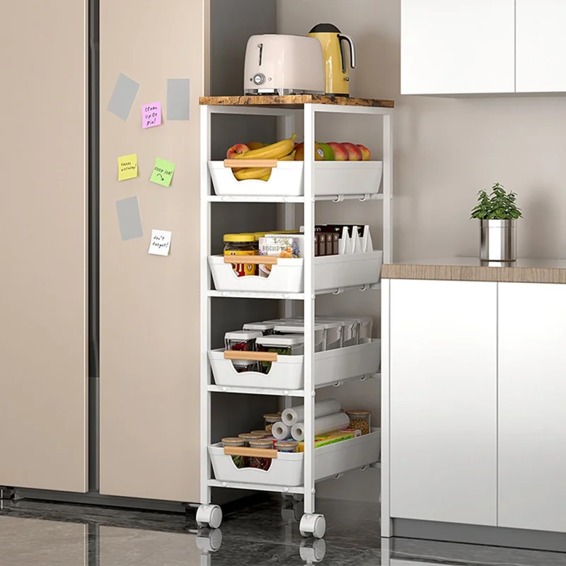 Multi-Layer Slim Storage Cart Home Kitchen Living Room Balcony Organizer Drawer Trolley, 32x38x81.5cm
