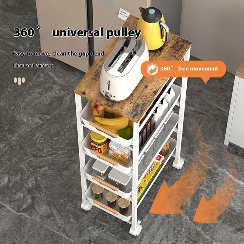 Multi-Layer Slim Storage Cart Home Kitchen Living Room Balcony Organizer Drawer Trolley, 32x38x81.5cm