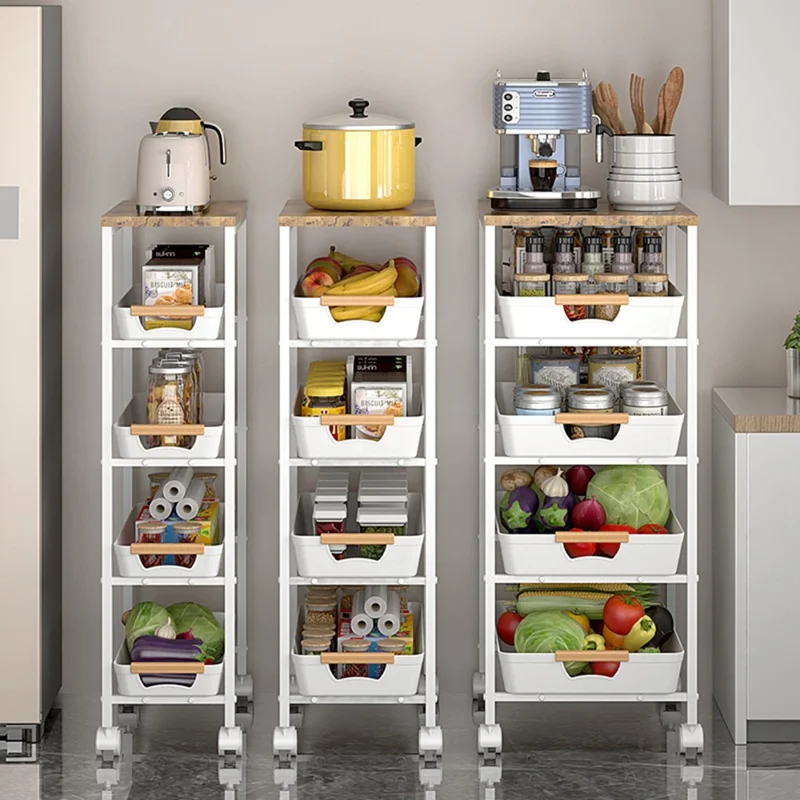 Multi-Layer Slim Storage Cart Home Kitchen Living Room Balcony Organizer Drawer Trolley, 32x38x81.5cm
