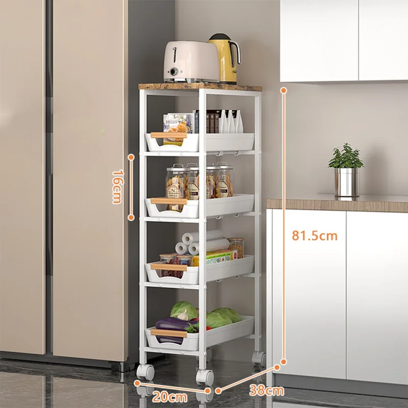 Multi-Layer Slim Storage Cart Home Kitchen Living Room Balcony Organizer Drawer Trolley, 20x38x81.5cm