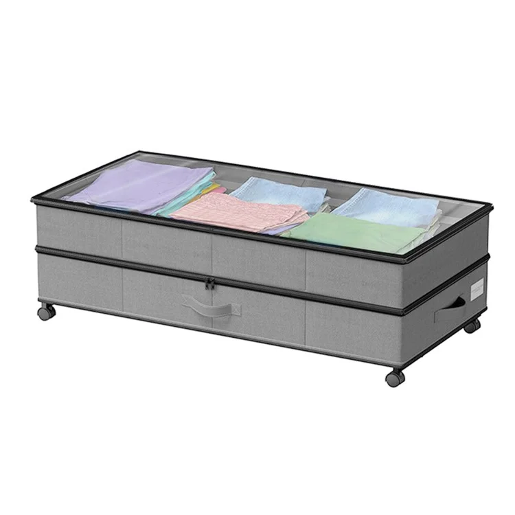 Under Bed Storage Container with Wheels Extendable Height Organizer for Clothes Bedding Toys