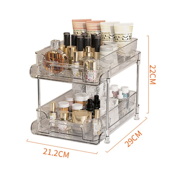 2 Tiers Multipurpose Bathroom Under Sink Storage Shelf Stackable Pull Out Cabinet Organizer - White