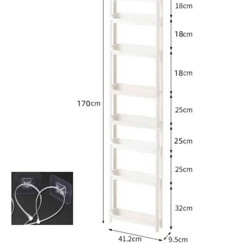 8-Tier Bathroom Door Gap Narrow Space Storage Rack 9.5cm Ultra Slim Space Saving Organizer Shelf