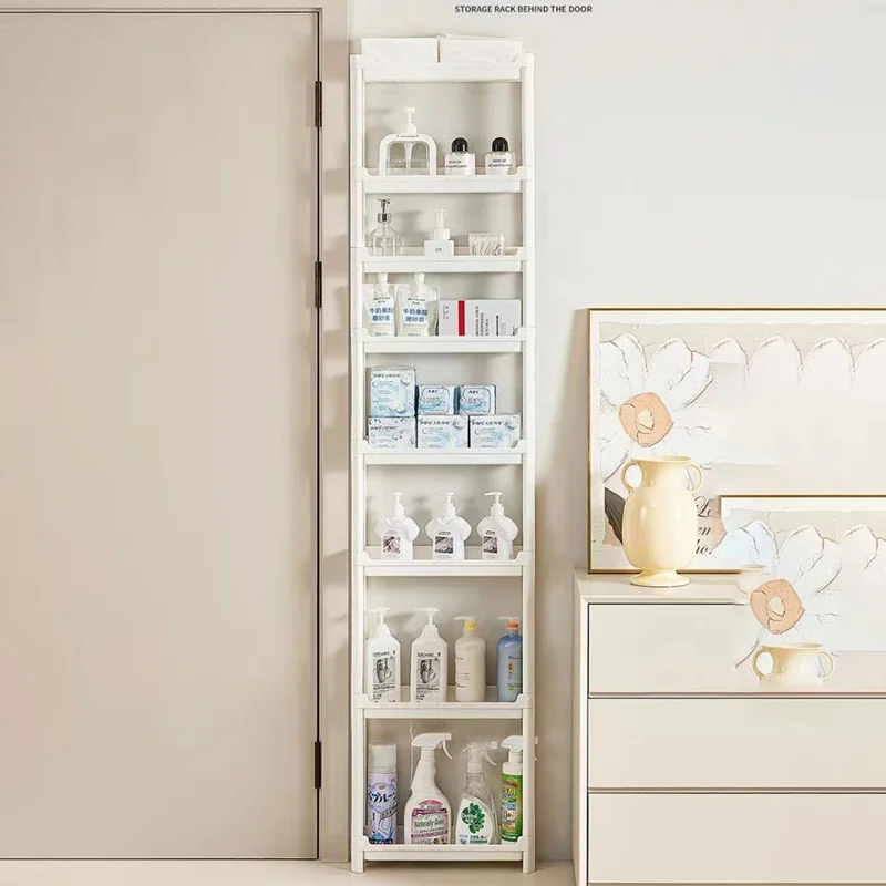 8-Tier Bathroom Door Gap Narrow Space Storage Rack 9.5cm Ultra Slim Space Saving Organizer Shelf