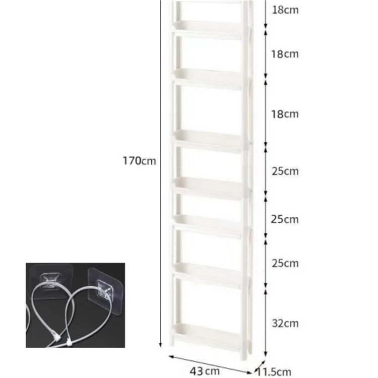 Estantería de almacenamiento de espacio estrecho de 8 niveles para la puerta del baño de 11,5 cm Organizador de estantería ahorradora de espacio