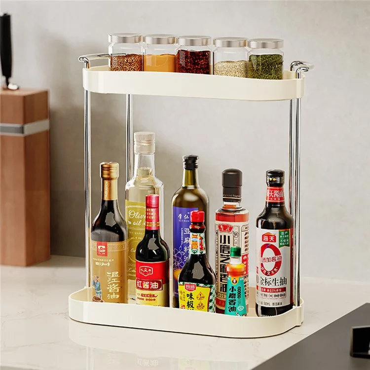 Dual-Layer Storage Rack Kitchen Spice Countertop Organizer Dining Table Shelf
