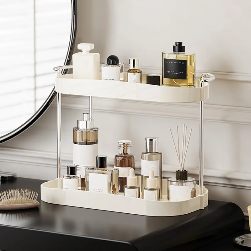 Dual Layer ?Desktop Organizer Vanity Makeup Cosmetics Perfume Storage Rack