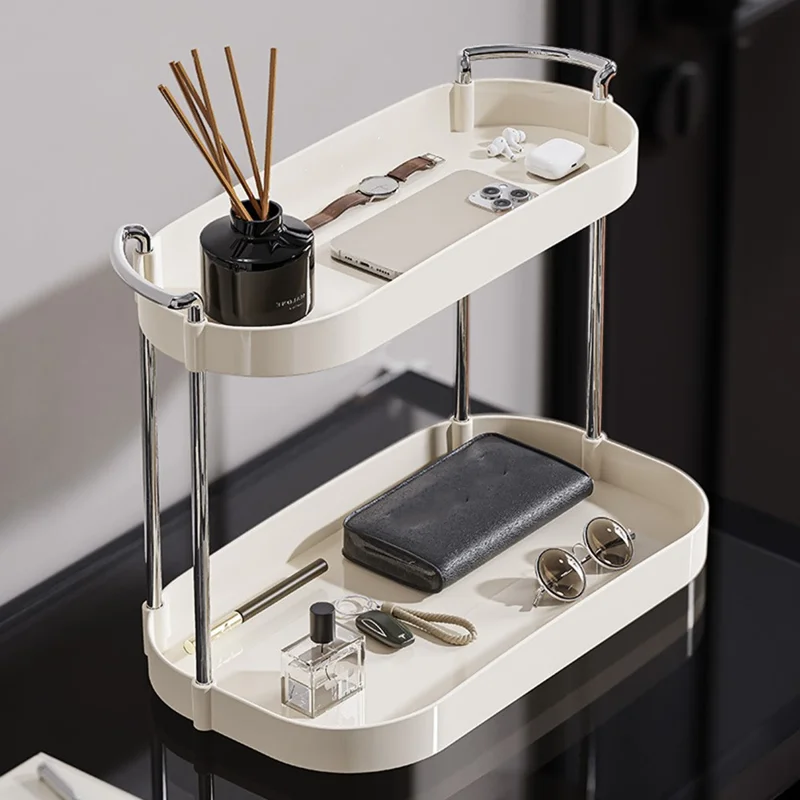 Dual Layer ?Desktop Organizer Vanity Makeup Cosmetics Perfume Storage Rack
