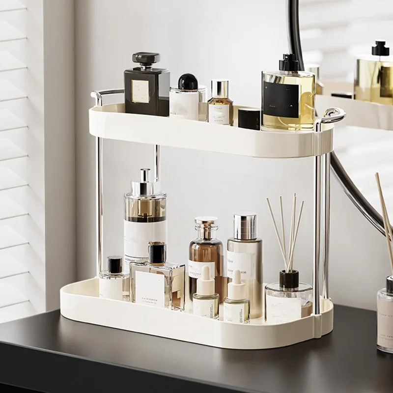 Dual Layer ?Desktop Organizer Vanity Makeup Cosmetics Perfume Storage Rack