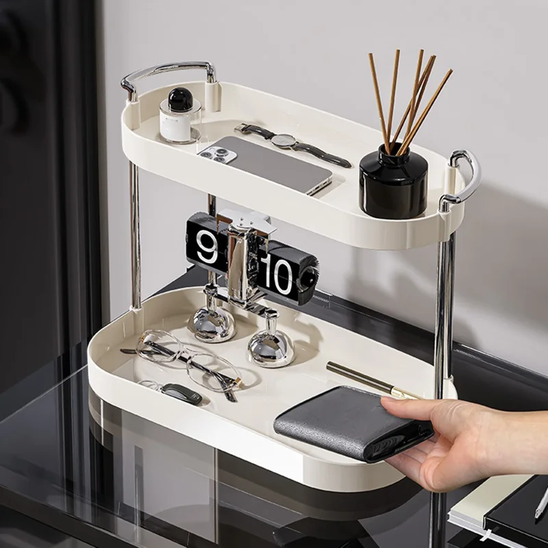Dual Layer ?Desktop Organizer Vanity Makeup Cosmetics Perfume Storage Rack
