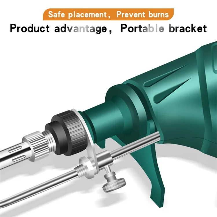G10-2N Handheld Electric Soldering Iron Gun Internal Heating Automatic Solder Feeder Welding Tool Set, EU Plug - Blackish Green