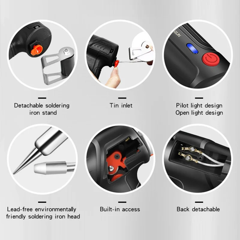 G10-2N Handheld Electric Soldering Iron Gun Internal Heating Automatic Solder Feeder Welding Tool Set, EU Plug - Black