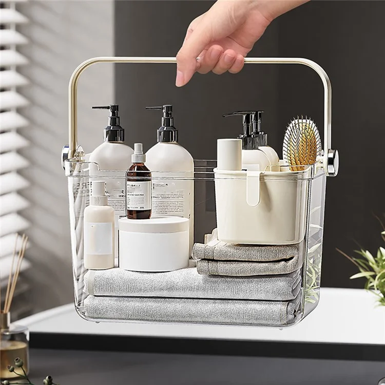 Organisateur de Toilette de Douche Portable avec Panier Intérieur - Rangement Essentiel pour Accessoires de Bain