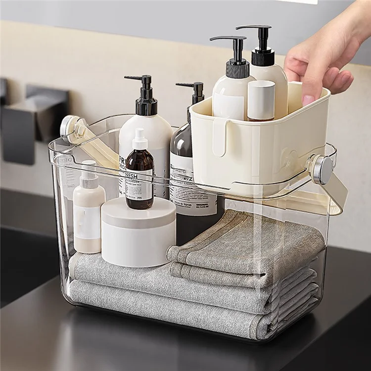 Organisateur de Toilette de Douche Portable avec Panier Intérieur - Rangement Essentiel pour Accessoires de Bain