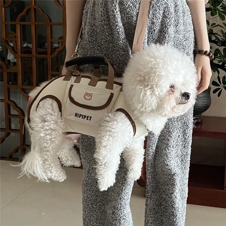 Borsa da trasporto per animali domestici di taglia L per cani da 6,5-9 kg, borsa a tracolla portatile traspirante