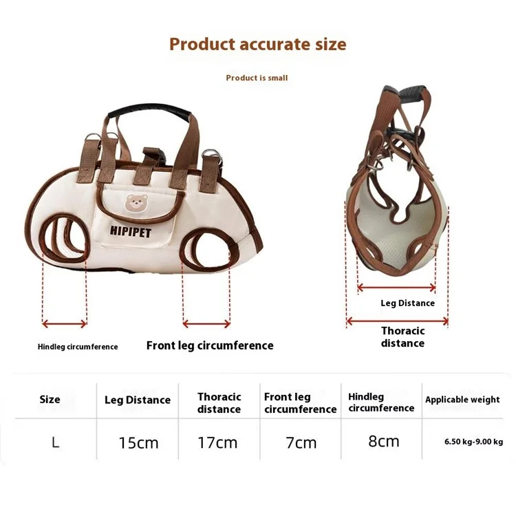 Borsa da trasporto per animali domestici di taglia L per cani da 6,5-9 kg, borsa a tracolla portatile traspirante