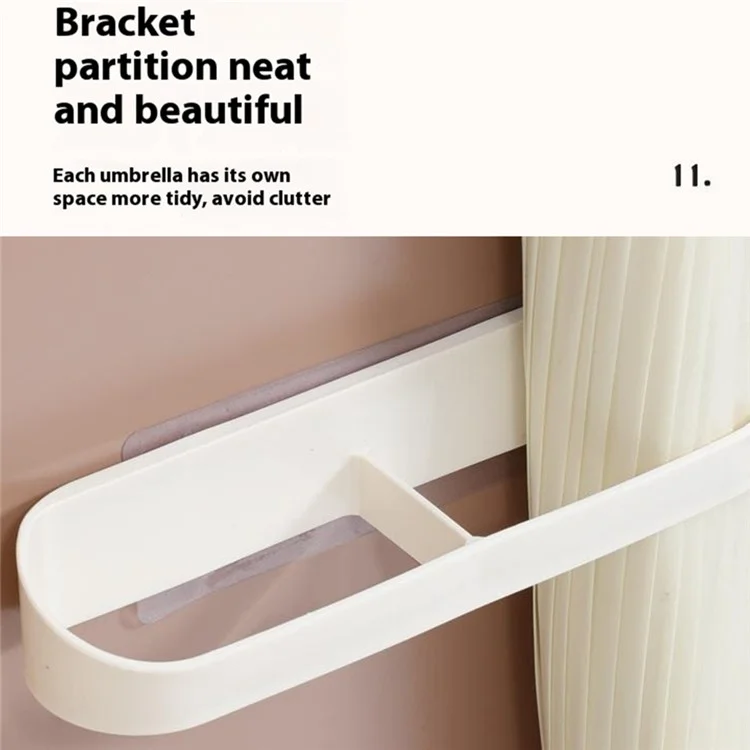 Dual Layer Wall Mounted Umbrella Stand for Home Entrance Drainage Rack Space Saving Storage Rack - Grey