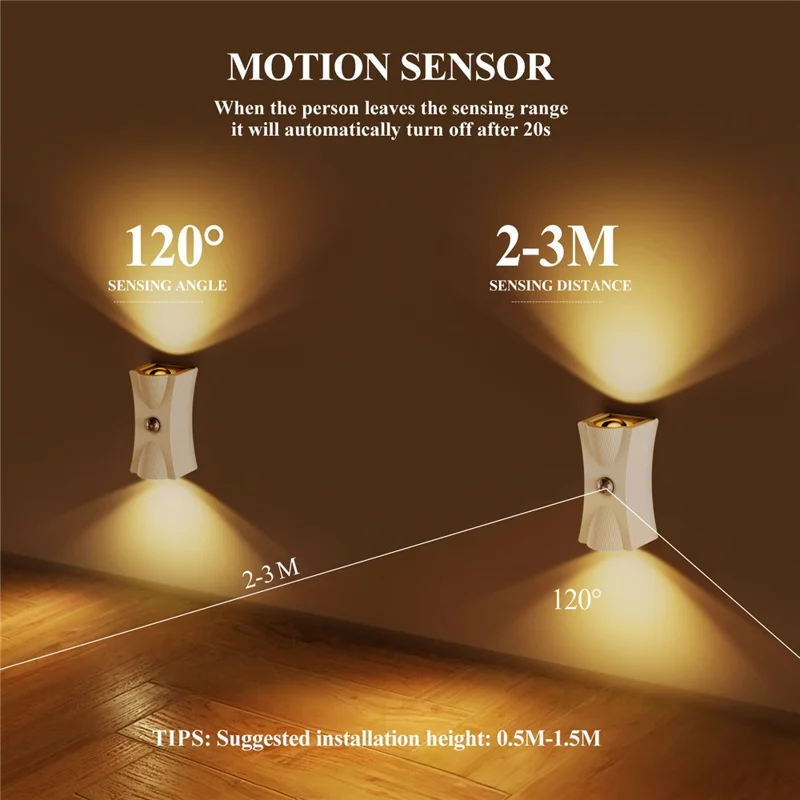 SWL001 Wireless Wall Light Motion Sensor Stair Light Magnetic Reading Lamp for Bedroom Living Room - White