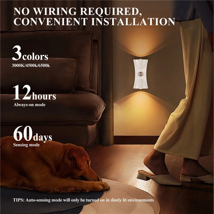 SWL001 Wireless Wall Light Motion Sensor Stair Light Magnetic Reading Lamp for Bedroom Living Room - Black