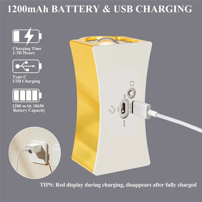 SWL001 Wireless Wall Light Motion Sensor Stair Light Magnetic Reading Lamp for Bedroom Living Room - Gold