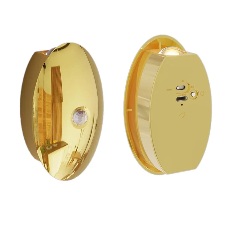SWL02 Wireless LED Night Light No Drilling 3 Color Temperatures Motion Sensor Rechargeable Lamp for Staircase - Gold