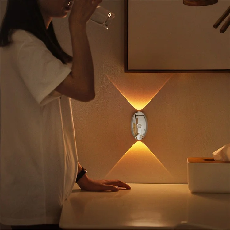 SWL02 Wireless LED Night Light No Drilling 3 Color Temperatures Motion Sensor Rechargeable Lamp for Staircase - Gold