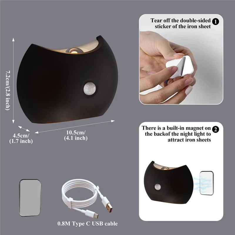 SWL005 Magnetic Rechargeable LED Wall Light No Drilling Motion Sensor Minimalist Stair Lamp - White