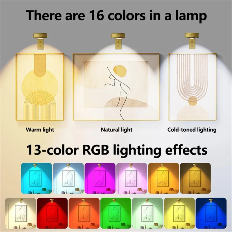 3Pcs Circular Lens Oil Painting Light Remote Control RGB Ambiance Cabinet Lamp with Timer - Black