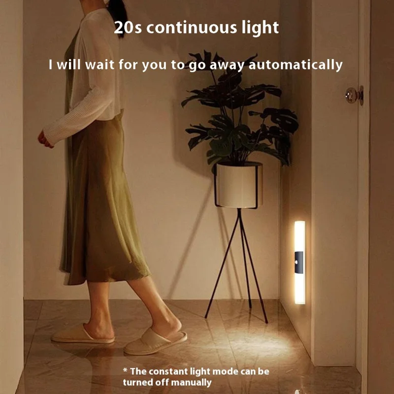 Motion Sensor Night Light 3 Color Temperatures Rechargeable Smart Bedside Wardrobe Hallway Lamp