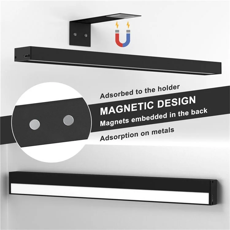 30cm Square Magnetic Bathroom Mirror Light Remote Control 3 Color Temperatures Dimmable Picture Light - Black