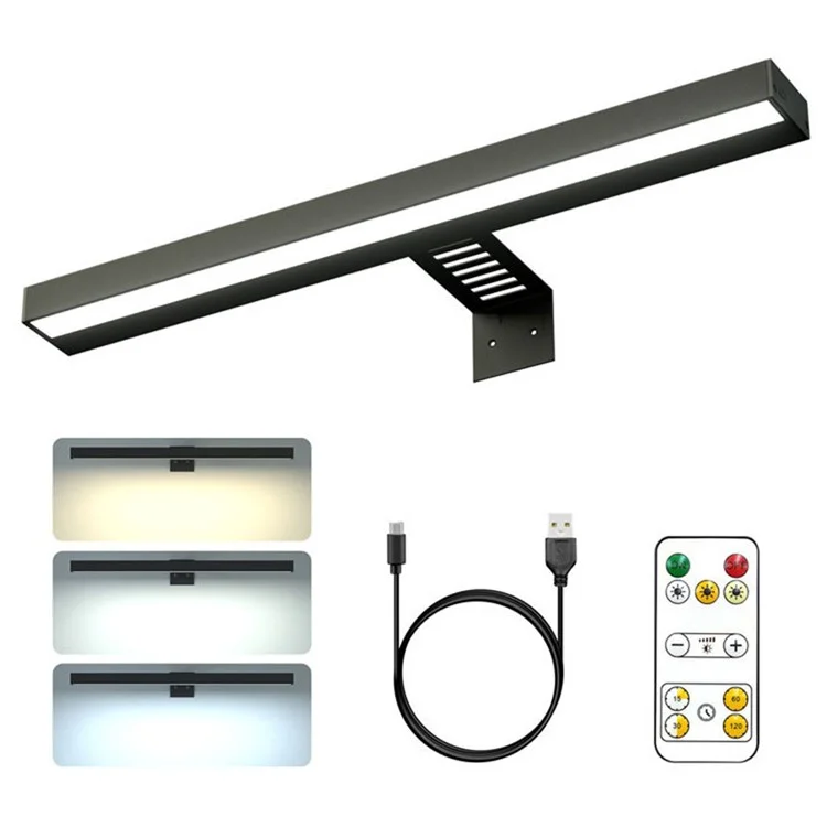 40cm Square Magnetic Bathroom Mirror Light Remote Control 3 Color Temperatures Dimmable Picture Light - Black