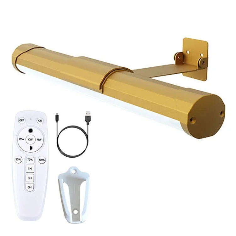 Oval Magnetic Bathroom Mirror Light Remote Control Dimmable 3 Color Temperatures Flicker Free Picture Light - Gold