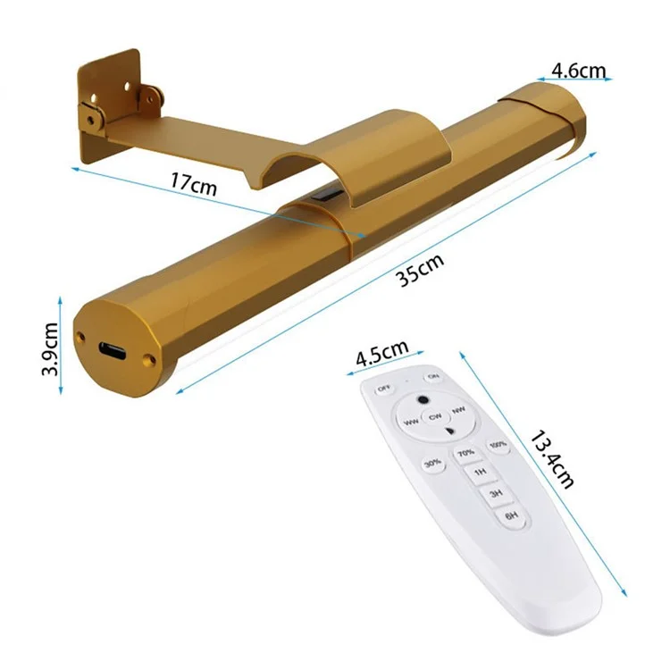 Oval Magnetic Bathroom Mirror Light Remote Control Dimmable 3 Color Temperatures Flicker Free Picture Light - Gold