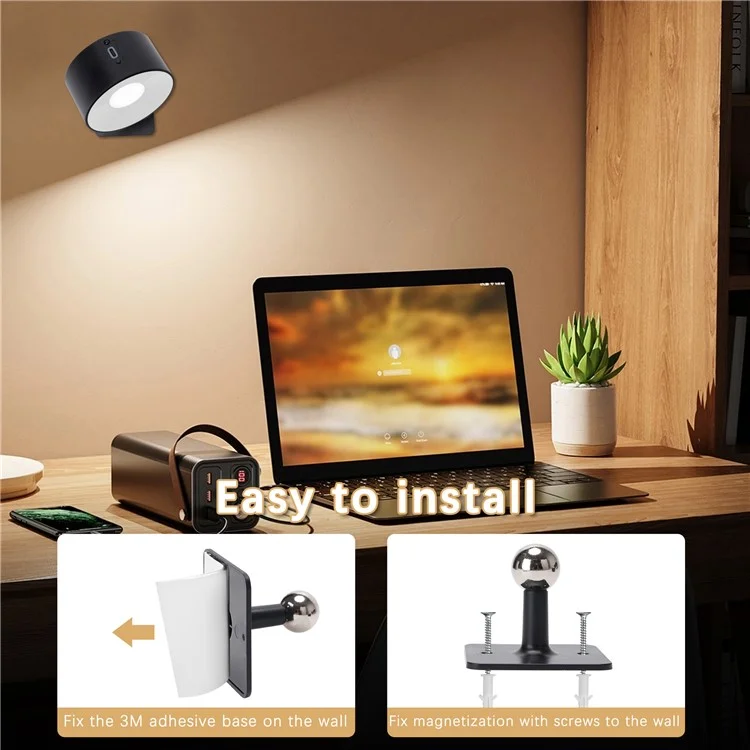 Magnetic Wall Picture Light 3 Color Temperatures Adjustable LED Spotlight for Artwork Display