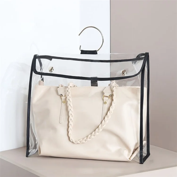 TB-0395 Large Women's Bag Clear Waterproof PVC Hand Bag Multi-use Storage Bag for Home, Size: XL - Transparent/Black Edge