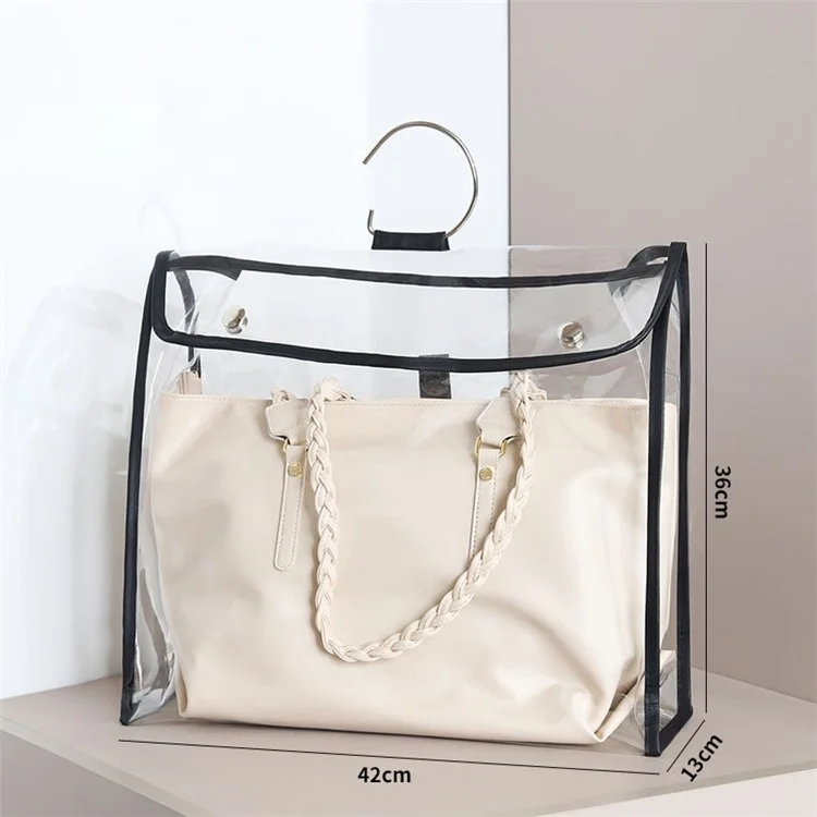 TB-0395 Large Women's Bag Clear Waterproof PVC Hand Bag Multi-use Storage Bag for Home, Size: XL - Transparent/Black Edge
