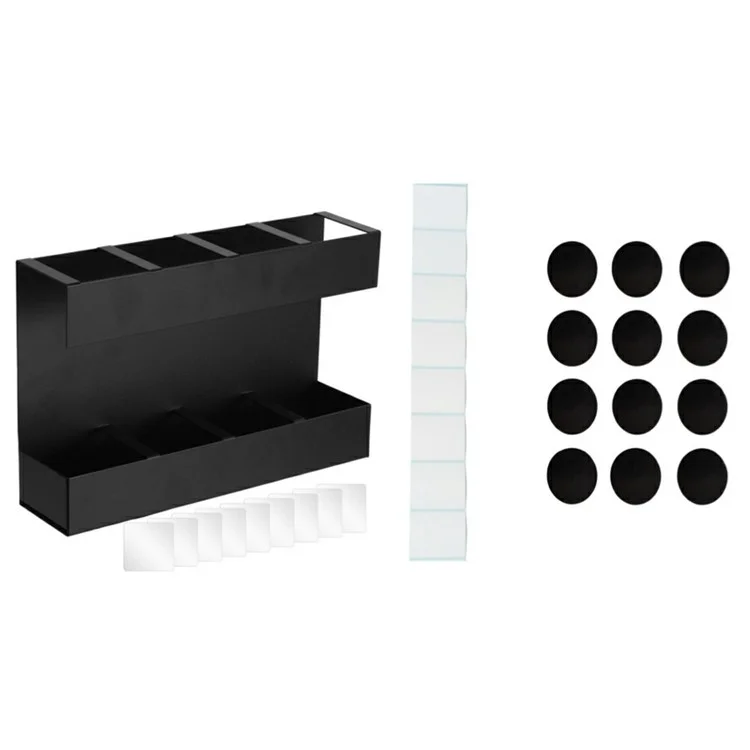 YH019-2 4 Slots Metal Straw Dispenser Organizer Rack Space Saving Kitchen Storage Shelf (With 12 Soft Magnetic Sheet)