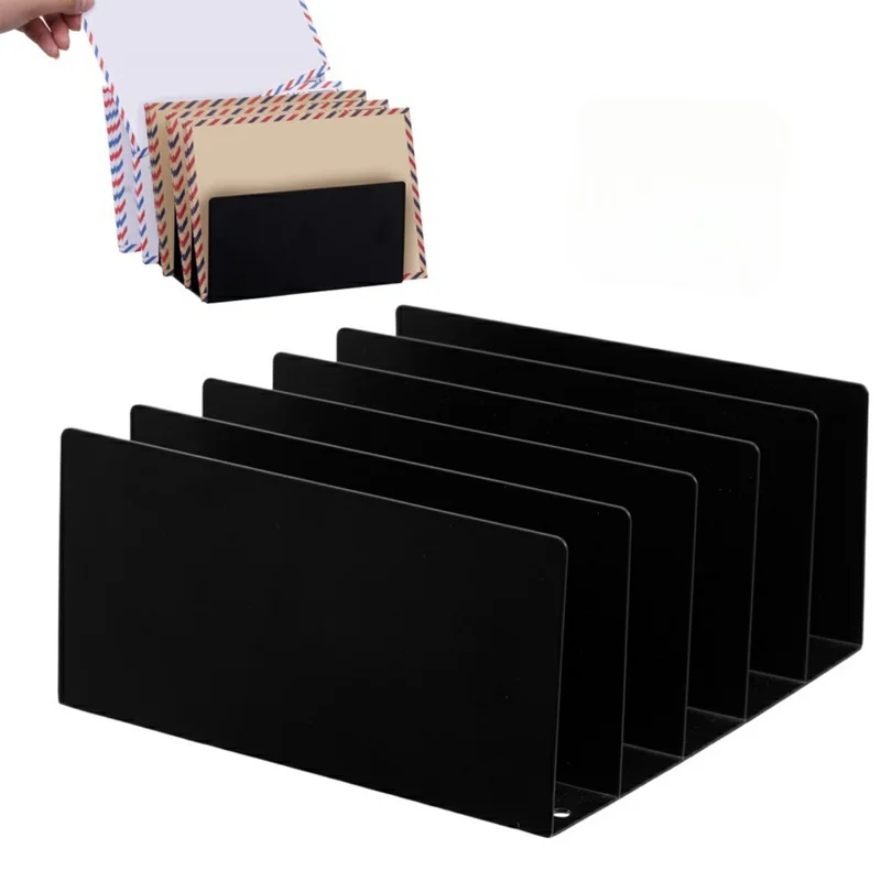 YH017 5 Slots Metal Desk Organizer File Sorter Space Saving Mail Document Storage Rack
