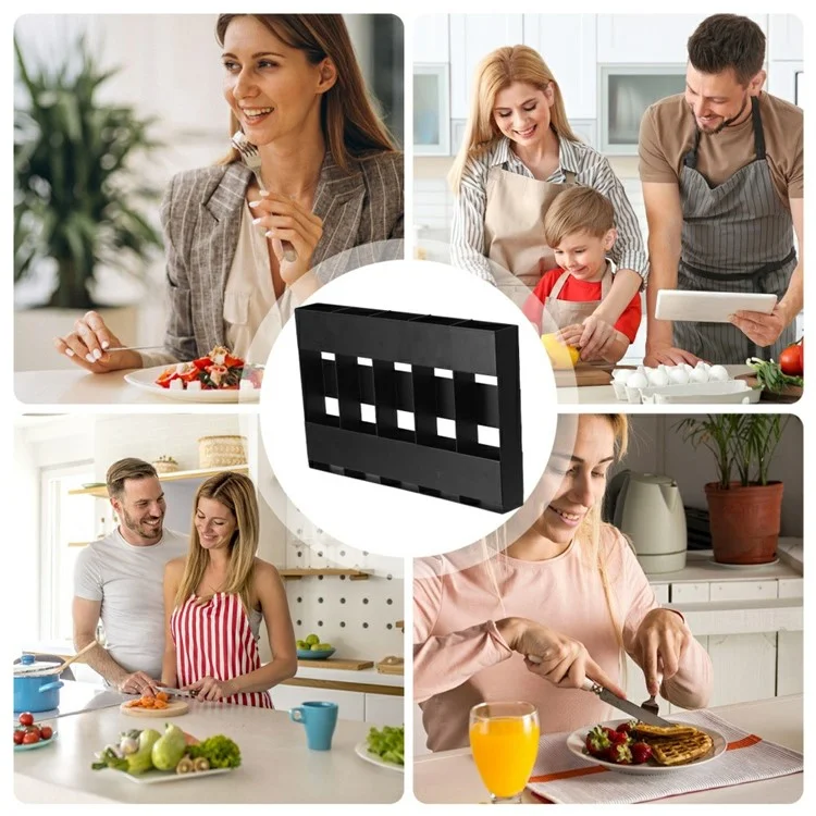 YH016-1 5 Slots Metal Straw Dispenser Organizer Rack Space Saving Kitchen Storage Shelf (Without Soft Magnetic Sheet)