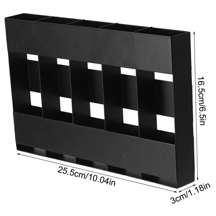 YH016-1 5 Slots Metal Straw Dispenser Organizer Rack Space Saving Kitchen Storage Shelf (With 12 Soft Magnetic Sheet)