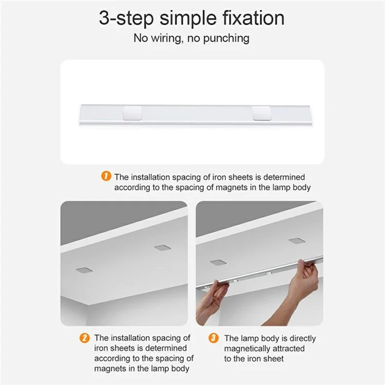 MZ-L1602 80cm Ultra Thin Motion Sensor Light Bar 3 Color Modes Dimmable Night Lamp for Wardrobe  /  Cabinet  /  Closet - Black