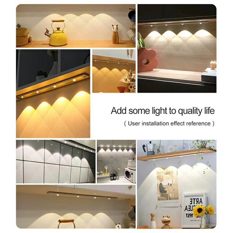 MZ-L1602 80cm Ultra Thin Motion Sensor Light Bar 3 Color Modes Dimmable Night Lamp for Wardrobe  /  Cabinet  /  Closet - Black