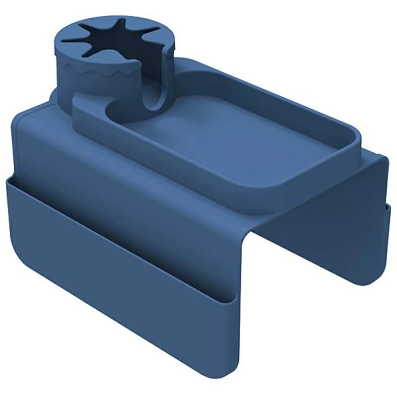 Support de Boisson en Silicone pour Canapé, Plateau Multifonction Accoudoir avec Pochettes Latérales - Bleu Foncé