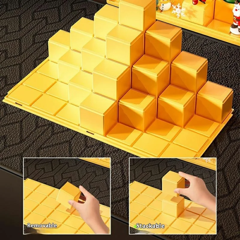 Taille XL Présentoir Modulaire DIY Boîte de Rangement en Plastique pour Figurines de Blind Box avec Porte Magnétique - Jaune