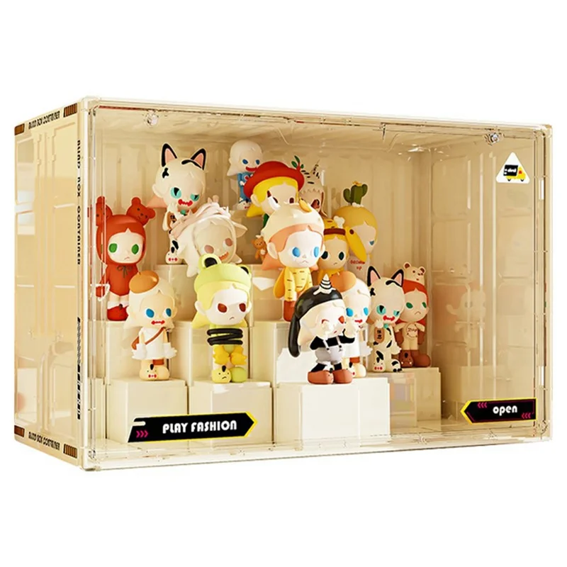 Größe XL DIY modularer Displayständer Kunststoff-Aufbewahrungsbox für Sammelfiguren mit magnetischer Tür - Cremeweiß