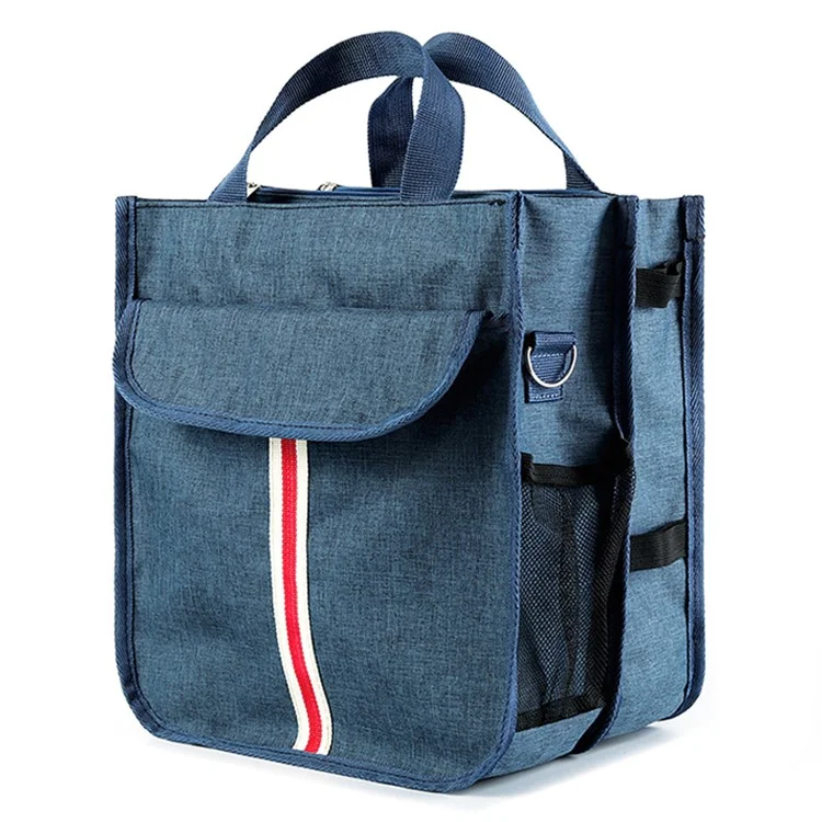 TB-0517 Large School Bag Student Bag College Teacher Briefcase Handbag Shoulders Bag (Dual-layer Design) - Navy Blue