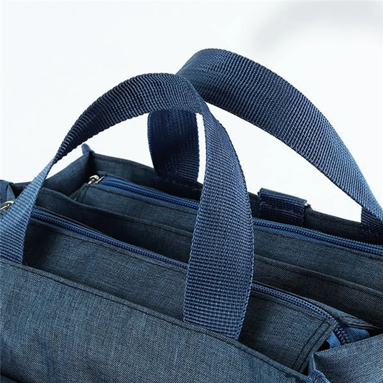 TB-0517 Large School Bag Student Bag College Teacher Briefcase Handbag Shoulders Bag (Dual-layer Design) - Navy Blue
