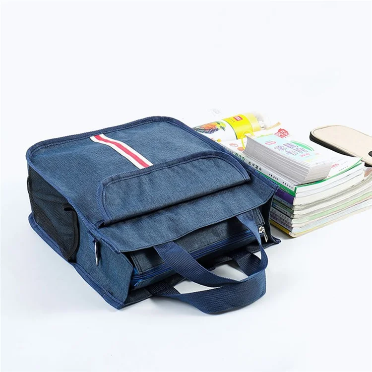 TB-0517 Large School Bag Student Bag College Teacher Briefcase Handbag Shoulders Bag (Dual-layer Design) - Navy Blue