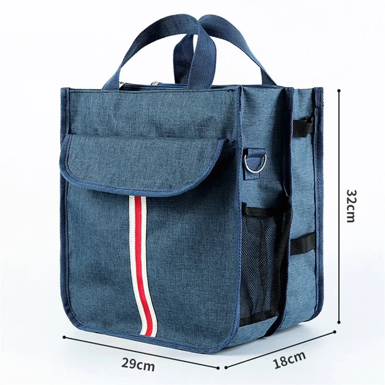 TB-0517 Large School Bag Student Bag College Teacher Briefcase Handbag Shoulders Bag (Dual-layer Design) - Navy Blue