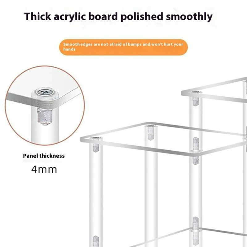 Size L Multi-Layer Acrylic Display Stand for Pop Mart Blind Box Figures Collectibles Desktop Organizer, 44 x 22 x 25cm - Transparent